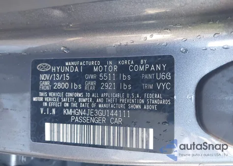 2016 Hyundai Genesis 3.8 from USA, damaged, VIN KMHGN4JE3GU144111
